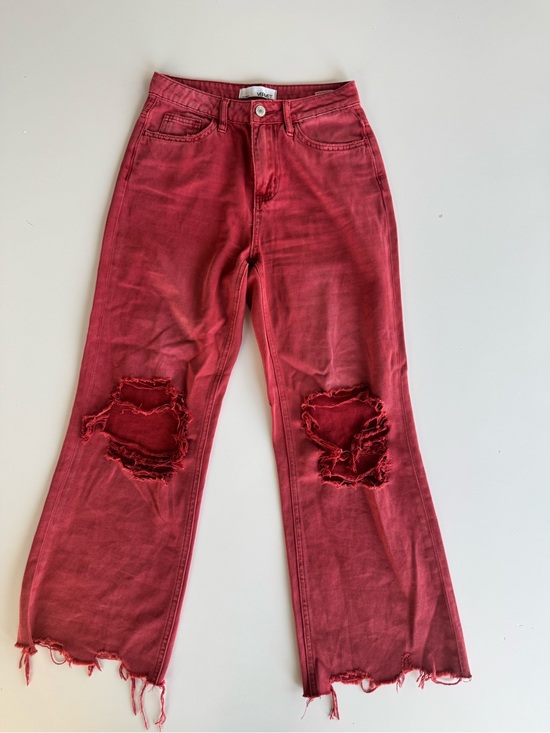 Vervet Denim - Women’s Red Distressed Ankle Jeans